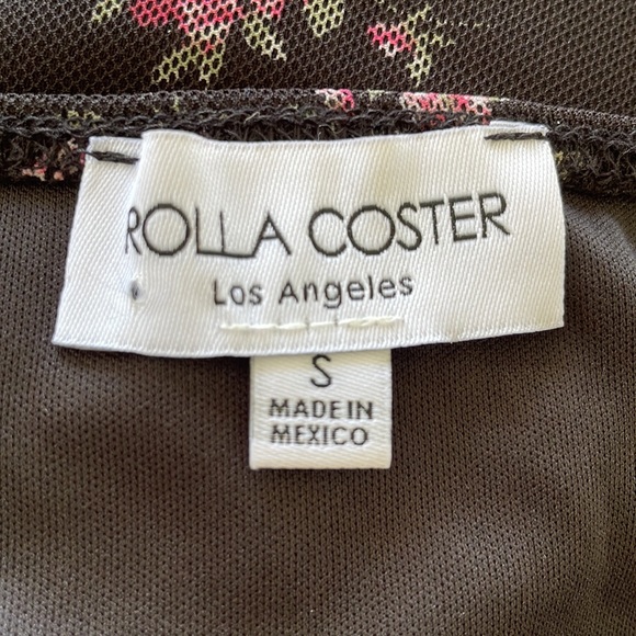 Rolla Coster black pink floral mesh ruched bodycon corset mini dress size small - Picture 10 of 11